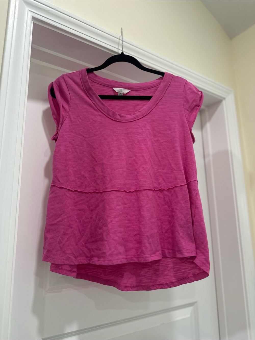 Time and Tru Bright Pink Ruffle Top Size Small